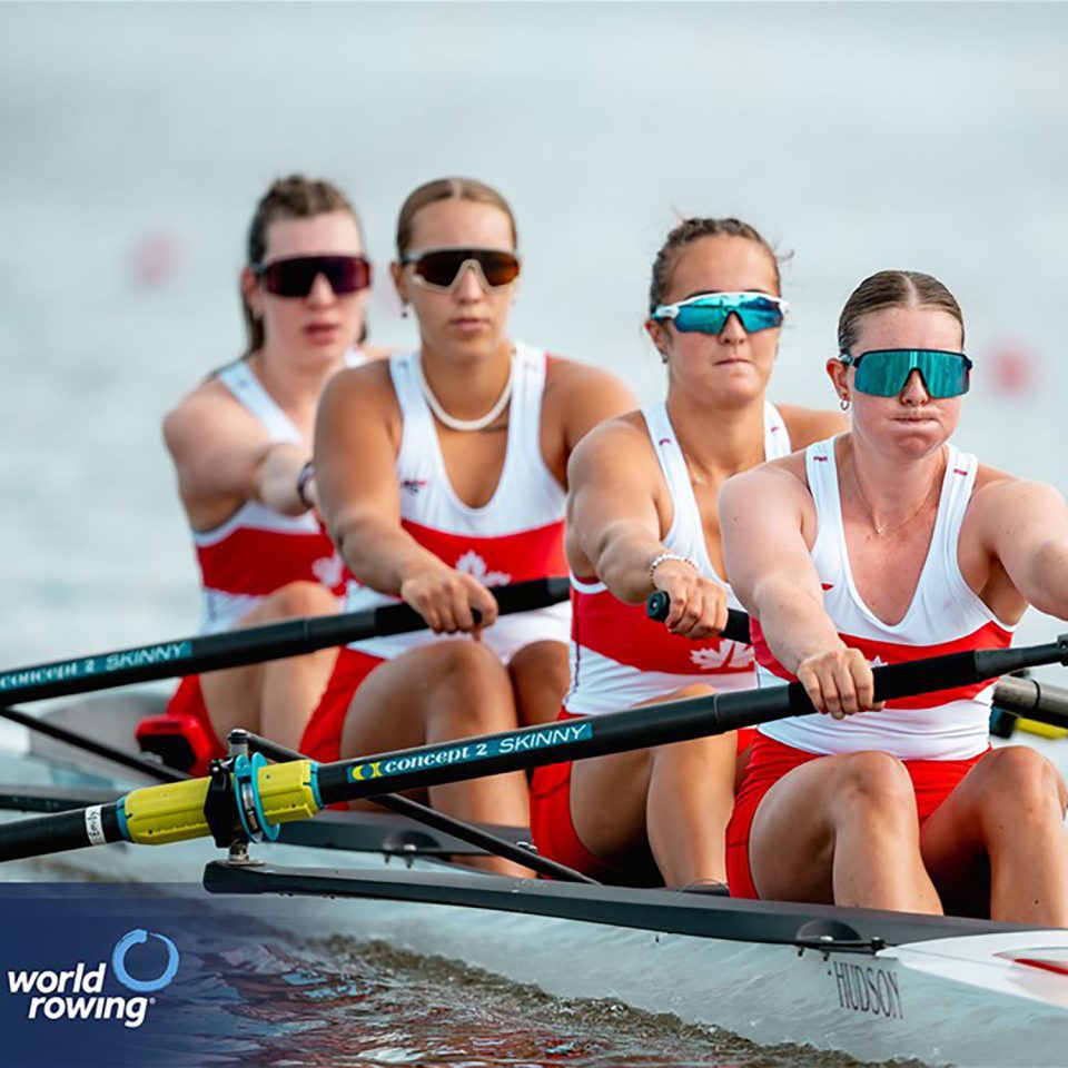 Lyndsey Bryden (b), Stella Bittman, Autumn Crowe, Emily Munroe (s), Under 23 Women's Four, Canada, 2024 World Rowing Senior, Under 23 & Under 19 Championships, St Catharines, Canada / © World Rowing / Benedict Tufnell